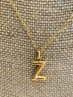 Stainless Steel Gold Tone Initial Z Necklace